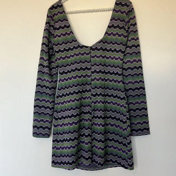 ZARA GEOMETRIC STRIPE PRINT METALLIC FIBERS FRONT KEYHOLES ~ SIZE MEDIUM - Picture 8 of 11